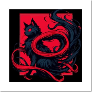 Cool Abstract Art Black Cat Demon Posters and Art